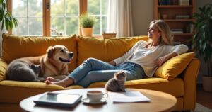 tierisch-sparen.de – Ein glücklicher Hund mit Versicherungspapieren auf dem Tisch