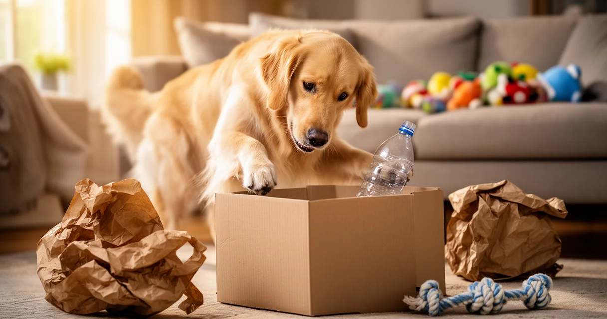 Tierisch Sparen zeigt Spielspaß mit Alltagsgegenständen für Haustiere wie Hund oder Katze zuhause